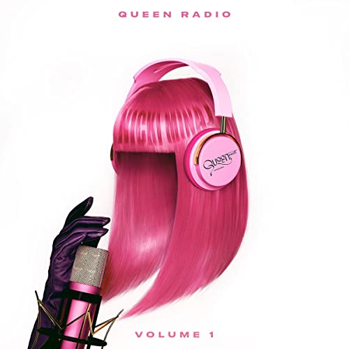 Pink wig with headphones and a microphone, album cover art.