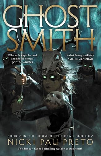 Book cover: “Ghostsmith” features figures with skull-like masks and glowing eyes.