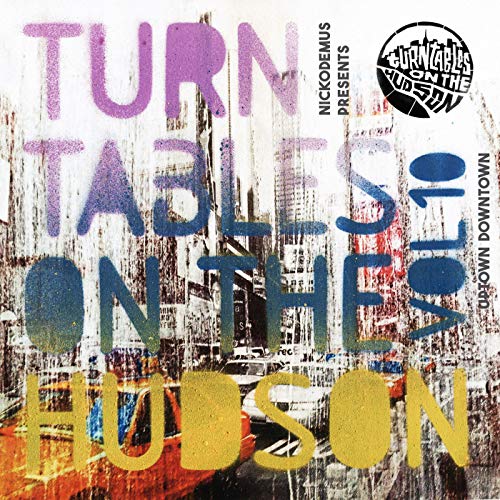 CD cover for Nickodemus’ “Turntables on the Hudson Vol. 10” with abstract art.