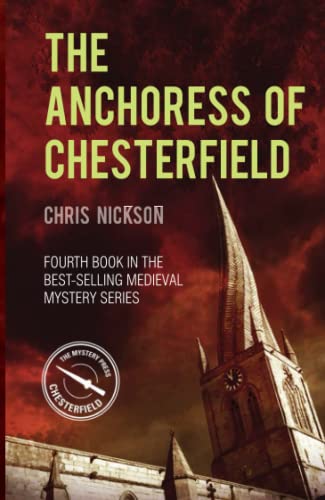 Book cover featuring a medieval church spire against a dark red background.