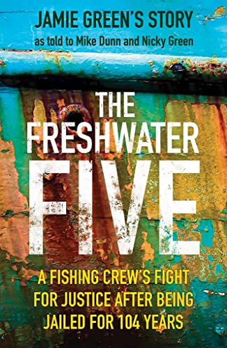 Book cover for “The Freshwater Five” with rusted metal background.