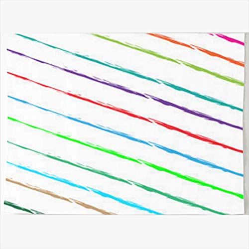 Colorful diagonal stripes on a white textile, resembling a tapestry.