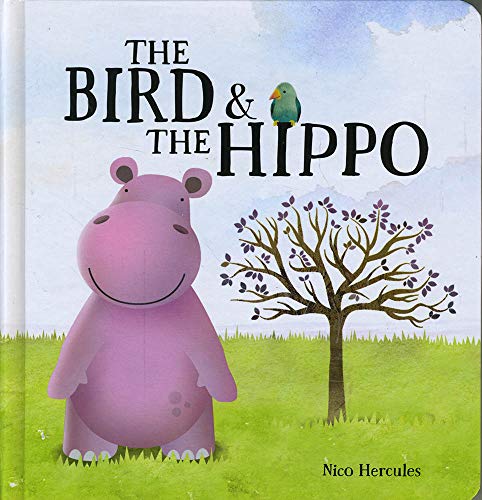 Book cover: pink hippo and small bird under a tree.