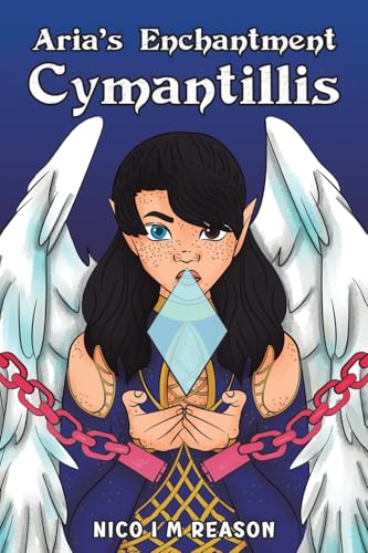 Book cover: young woman with wings holding a glowing blue diamond.