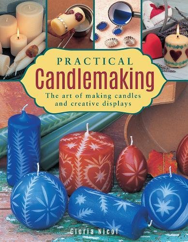 Book cover for "Practical Candlemaking" featuring colorful, patterned candles.