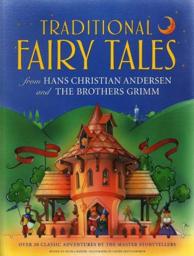 Book cover: “Traditional Fairy Tales” with an illustrated castle and characters.
