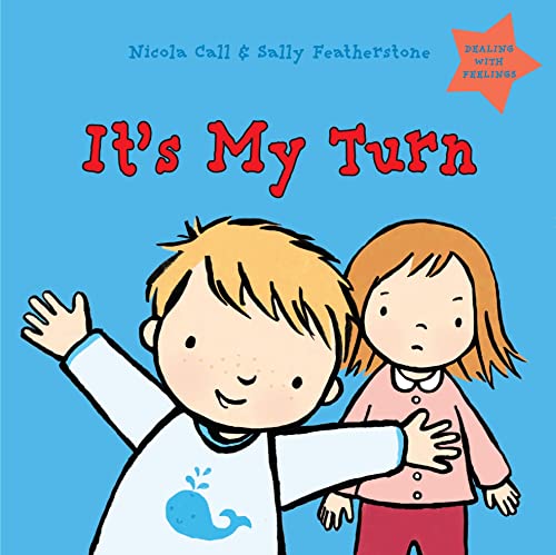 Book cover: two children, one raising a hand, titled "It's My Turn.