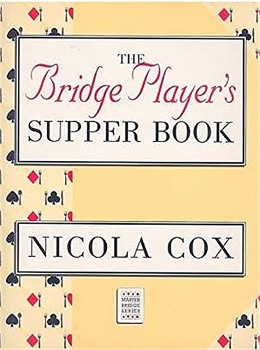 Book cover: "The Bridge Player's Supper Book" by Nicola Cox, with card suits.