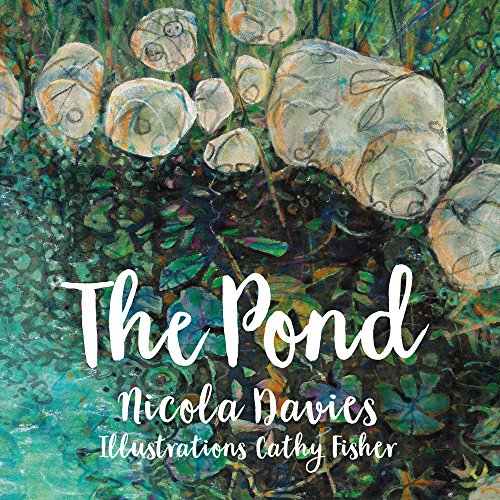 Painted cover of "The Pond" book, showing rocks and green foliage.