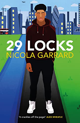 Book cover: young man in hoodie, city skyline, title "29 Locks".