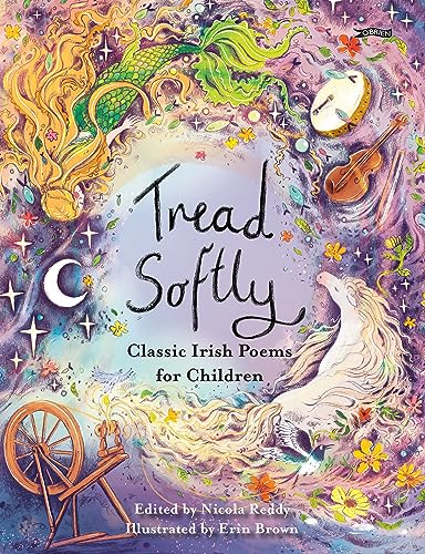 Book cover: “Tread Softly” with mermaid, unicorn, and Celtic imagery.