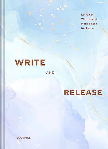 Blue and gold marbled journal cover with the words "Write and Release.