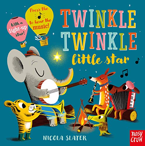 Illustrated children's book cover featuring animals playing instruments under a starry night sky.
