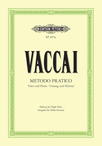 Sheet music cover for "VACCai Metodo Pratico" – high voice and piano.