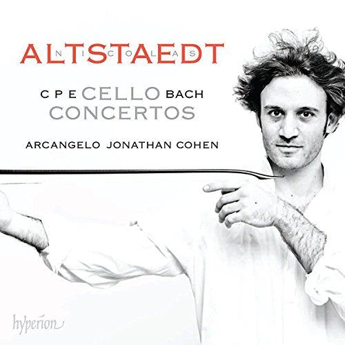 CD cover featuring cellist Nicolas Altstaedt and text "C.P.E. Bach: Cello Concertos".