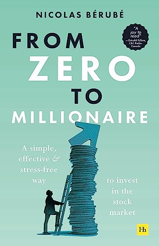 Book cover titled From Zero to Millionaire featuring a person climbing coins toward an arrow.