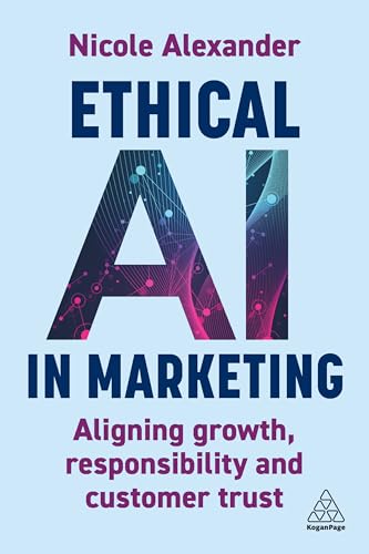 Book cover with large pink "ETHICAL AI" text and abstract blue network design.