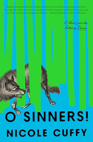 Book cover: green and blue stripes, a wolf, and bold title “O Sinners!”