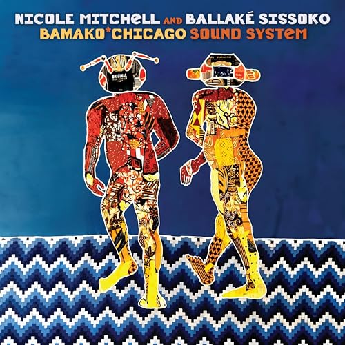CD cover with two figures in patterned suits against a blue and white background.