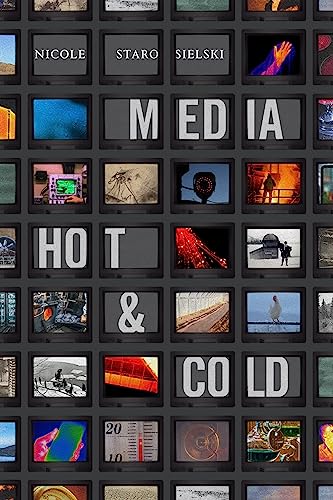 Book cover with grid of images within television screens, title "Media Hot & Cold".