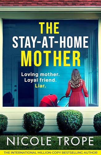 Book cover: woman with stroller seen through a house window.