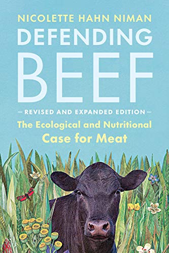 Book cover: "Defending Beef" with a cow in a grassy field.