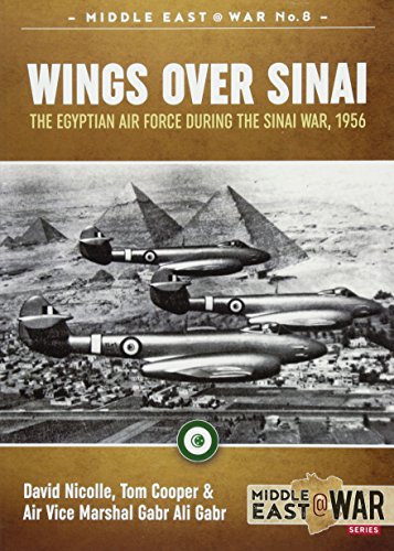 Book cover: Egyptian jet fighters flying over the pyramids, 1956.