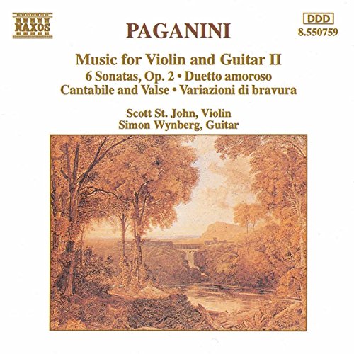 CD cover featuring Paganini music text and a sepia-toned landscape painting of a river.