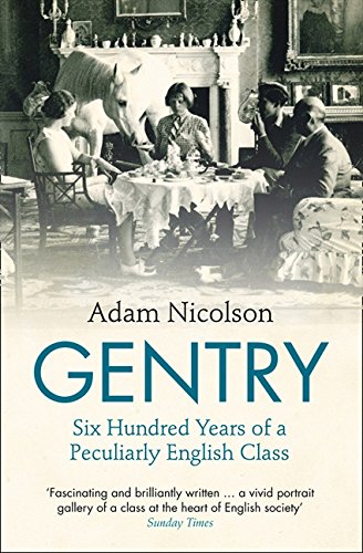 Book cover showing a black and white photo of people dining with a horse.
