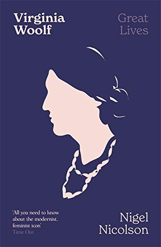 Book cover: pink silhouette of Virginia Woolf’s profile on dark blue.