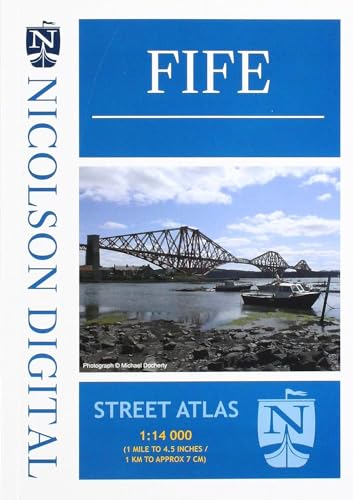 Blue cover of Fife street atlas featuring the Forth Bridge.