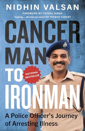 Book cover: “Cancerman to Ironman” featuring a man in a police uniform.