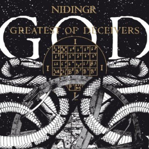 Nidingr CD cover: black and white illustration of snakes and runes.