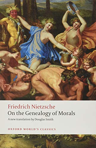 Book cover: Renaissance painting with text “Friedrich Nietzsche On the Genealogy of Morals.”