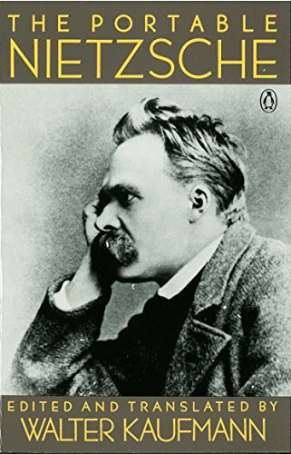 Book cover: "The Portable Nietzsche" featuring a portrait of Friedrich Nietzsche.