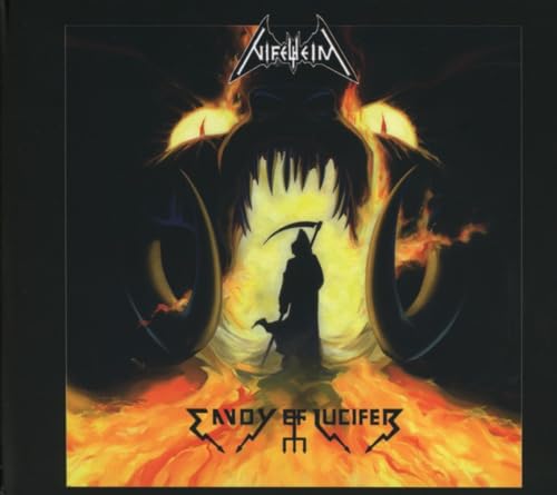 Dark album cover featuring a demonic figure and hooded reaper in flames.