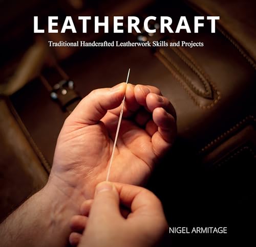 Book cover: hands sewing leather, with title “Leathercraft” visible.