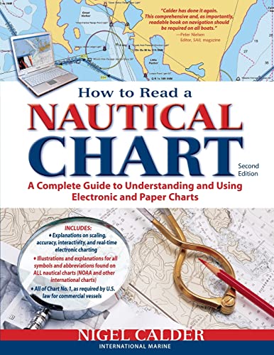 Book cover: "How to Read a Nautical Chart" with nautical tools.
