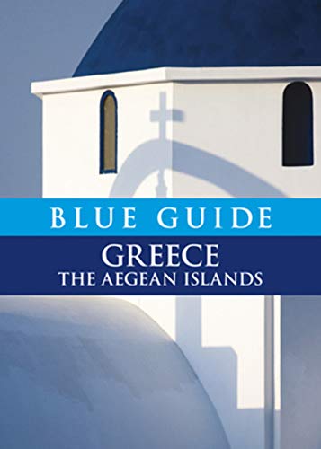 Blue travel guidebook with Aegean Islands map on cover, small format.