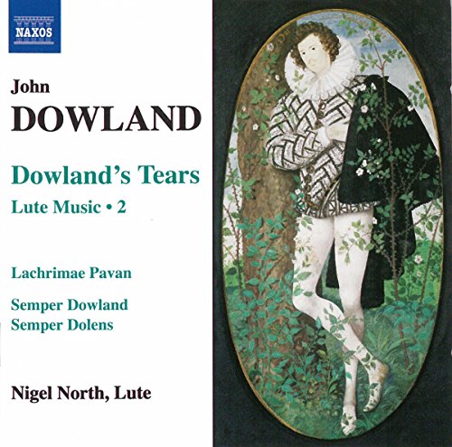 CD cover featuring a portrait of a man in Elizabethan attire, Nigel North’s lute music.