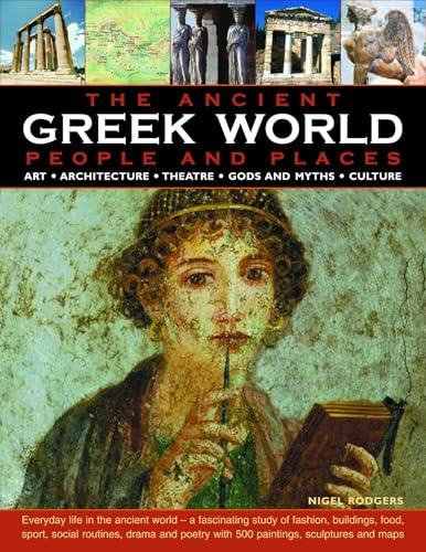 Book cover: "The Ancient Greek World" with ruins, art, and a portrait.
