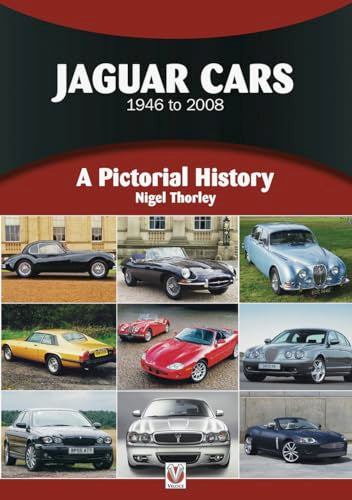 Book cover: “Jaguar Cars 1946 to 2008: A Pictorial History” with vintage cars.