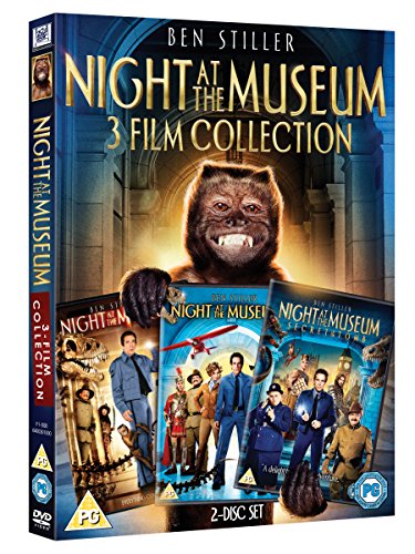 Night at the Museum 3-film DVD box set featuring a monkey and movie posters.