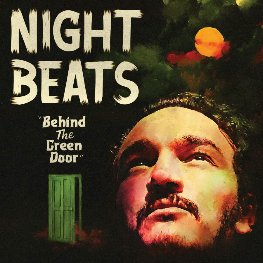 Album cover for Night Beats’ “Behind The Green Door” with a man’s face.