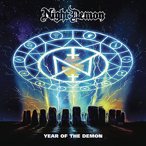 Night Demon album cover: glowing magical circle above stone monoliths.