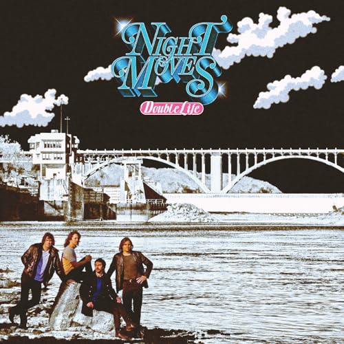 Album cover for Night Moves’ “Double Life” featuring a band by a river.