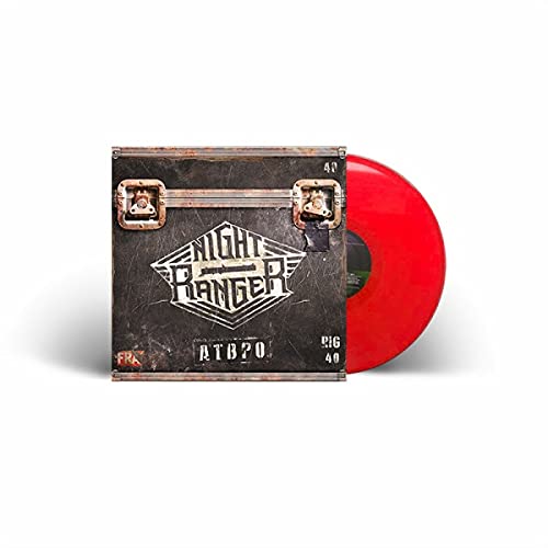 Red vinyl record with cover depicting a road case and band logo.