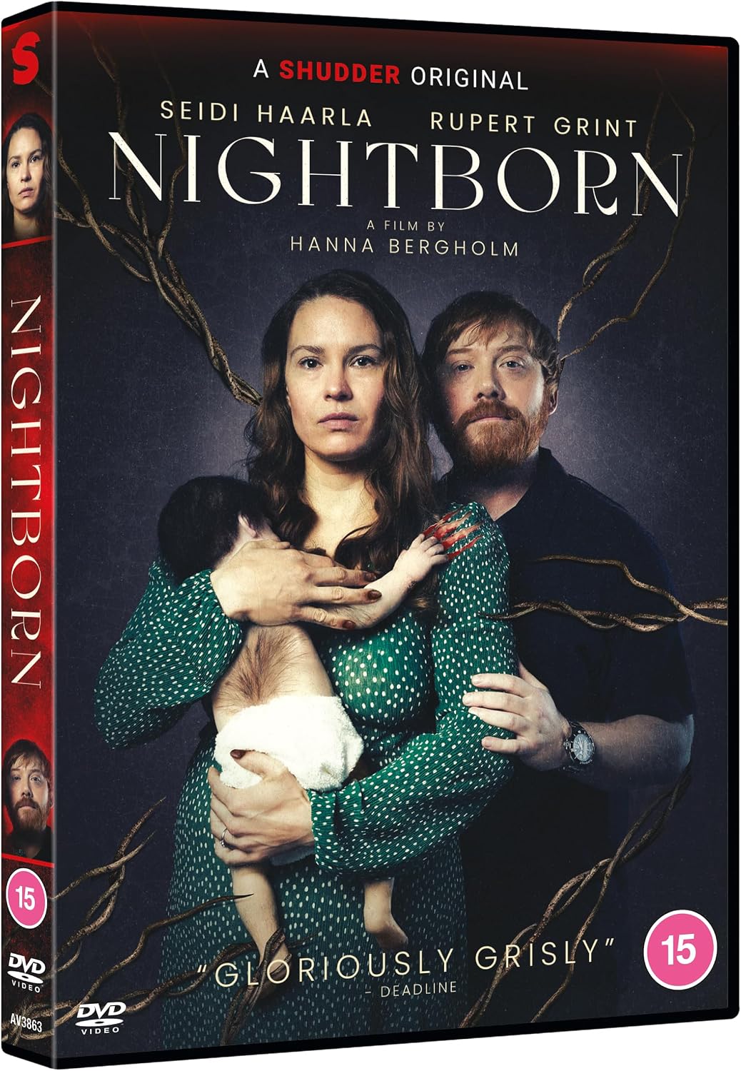 DVD cover for horror film "Nightborn" featuring a woman and man.