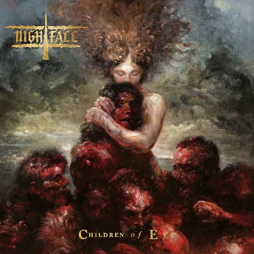 Dark album cover depicting figures embracing amid shadowy, textured brushstrokes.