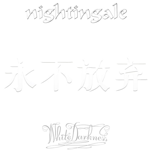 White text album cover for Nightingale’s “White Darkness” CD reissue.